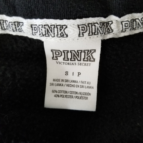 VS PINK 1/4 Zip Black Pullover Sweatshirt Small - Picture 7 of 8